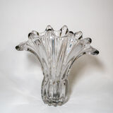 Transparent vintage corolla vase in woven Italian crystal, 50s