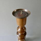 Turned wooden candle holder, circa 1960, Scandinavian style