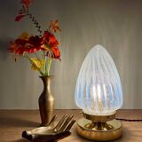 Lampe à poser globe vintage art déco en verre laiteux