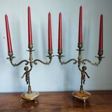 Pair of vintage cherub candlesticks