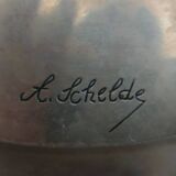Oval tray in cloisonné enamel signed A Schelde
