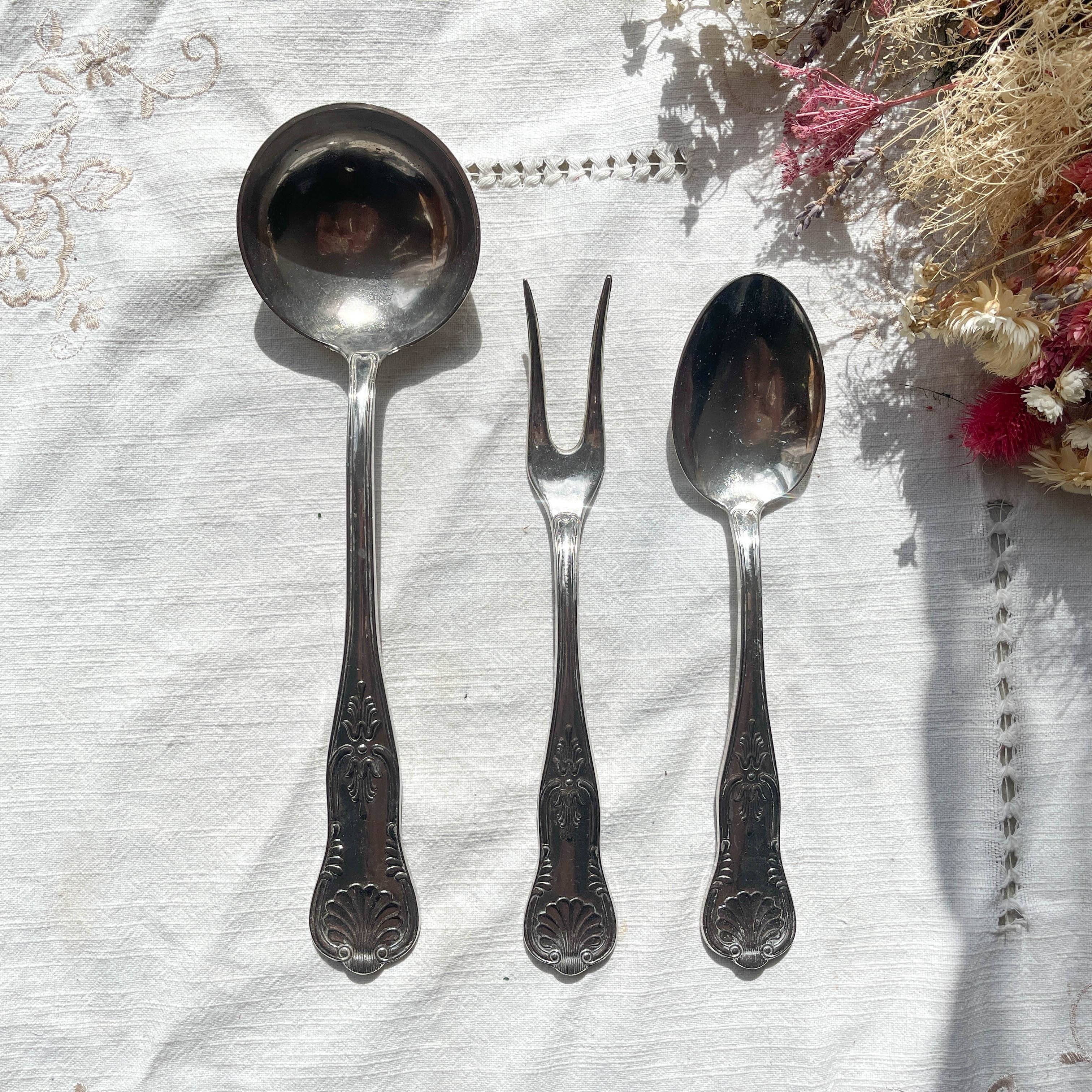 Vintage Rocaille style serving cutlery
