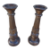 2 carved wooden candlesticks