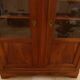 Chic old bookcase pegged in walnut with two glass doors and 5 shelves – Very good condition