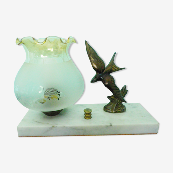 Table lamp, signed TEDD - Art Deco - 1920/1940 - Marble, glass, regulated bronze patinated effect
