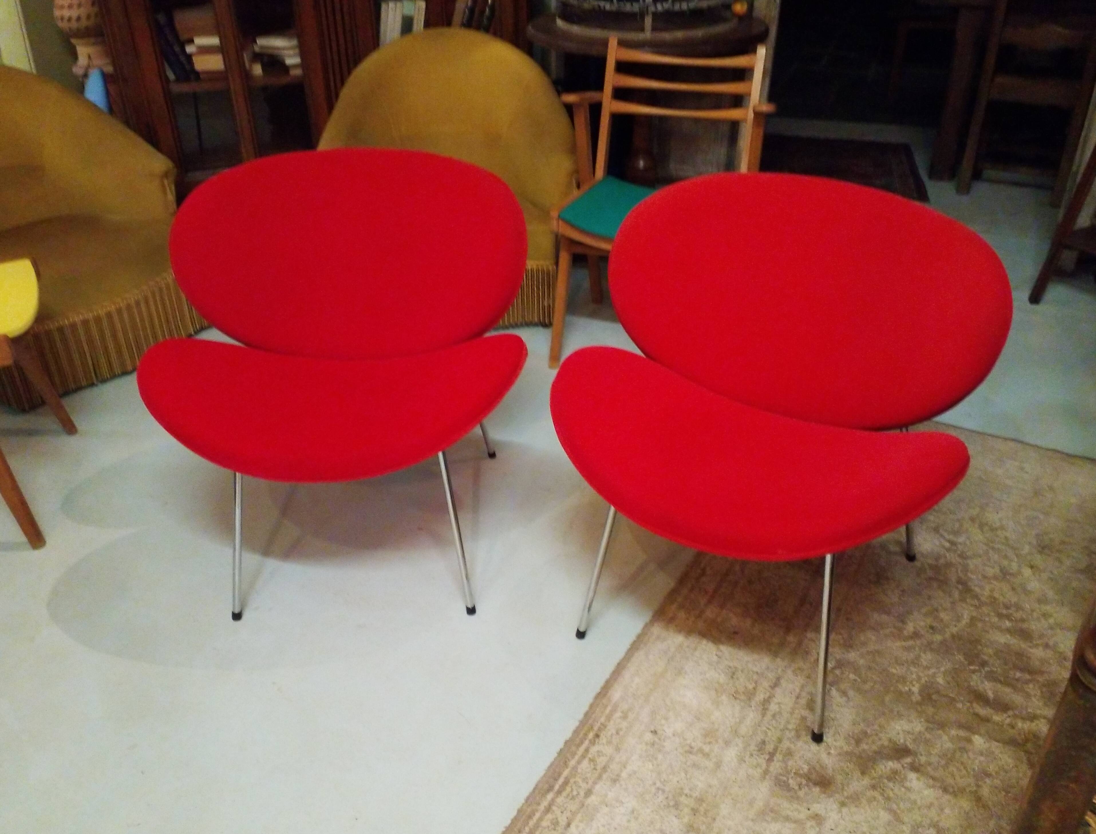 Pair of red armchairs