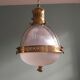 Holophane pendant lamp in prismatic glass and brass, 1920s-30s