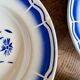 Set of 8 antique soup plates, blue flower decorations