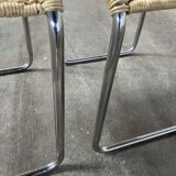Pair of vintage 1970s wicker/chrome stools