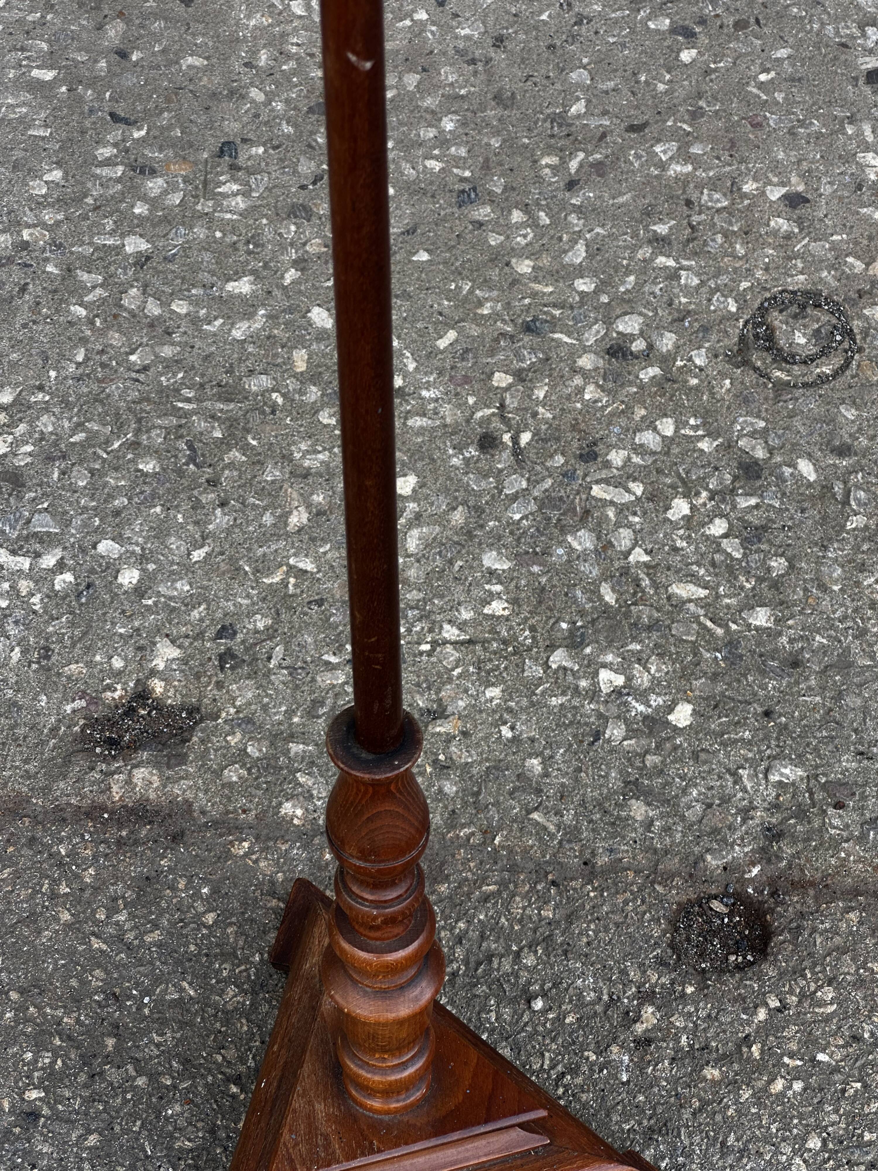 Turned wooden floor lamp from the 1950s.