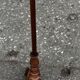 Turned wooden floor lamp from the 1950s.