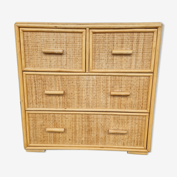 Bamboo and osier drawer chest of drawers