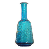 Legras blue enamelled glass carafe with wisteria decoration