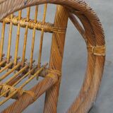 French Rattan Vintage Design Armchair from the 1950s