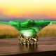 Italian Green Murano Glass and Sterling 925 Silver Vase