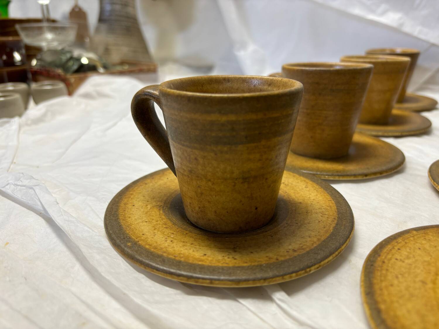 Set of 8 vintage stoneware mugs