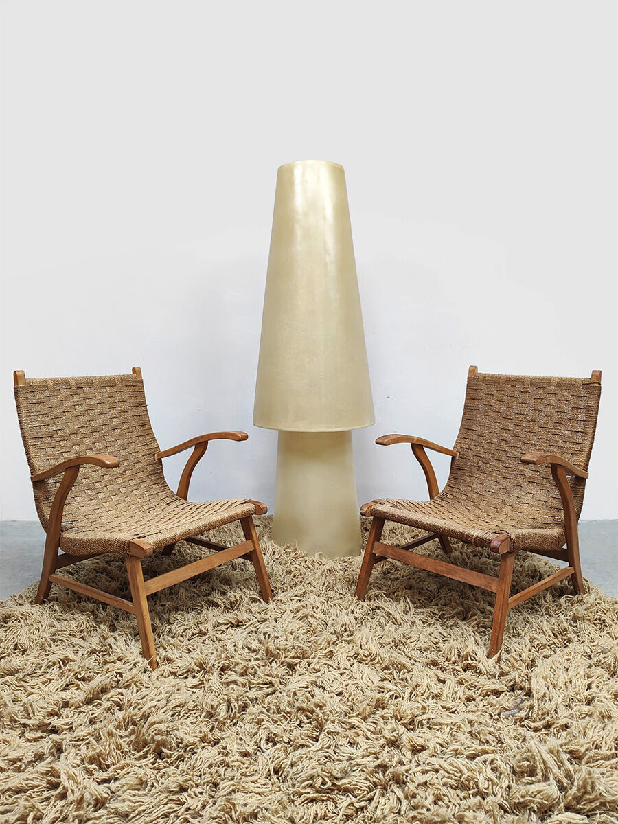 Vintage Dutch design rope chairs Vroom & Dreesman 1960