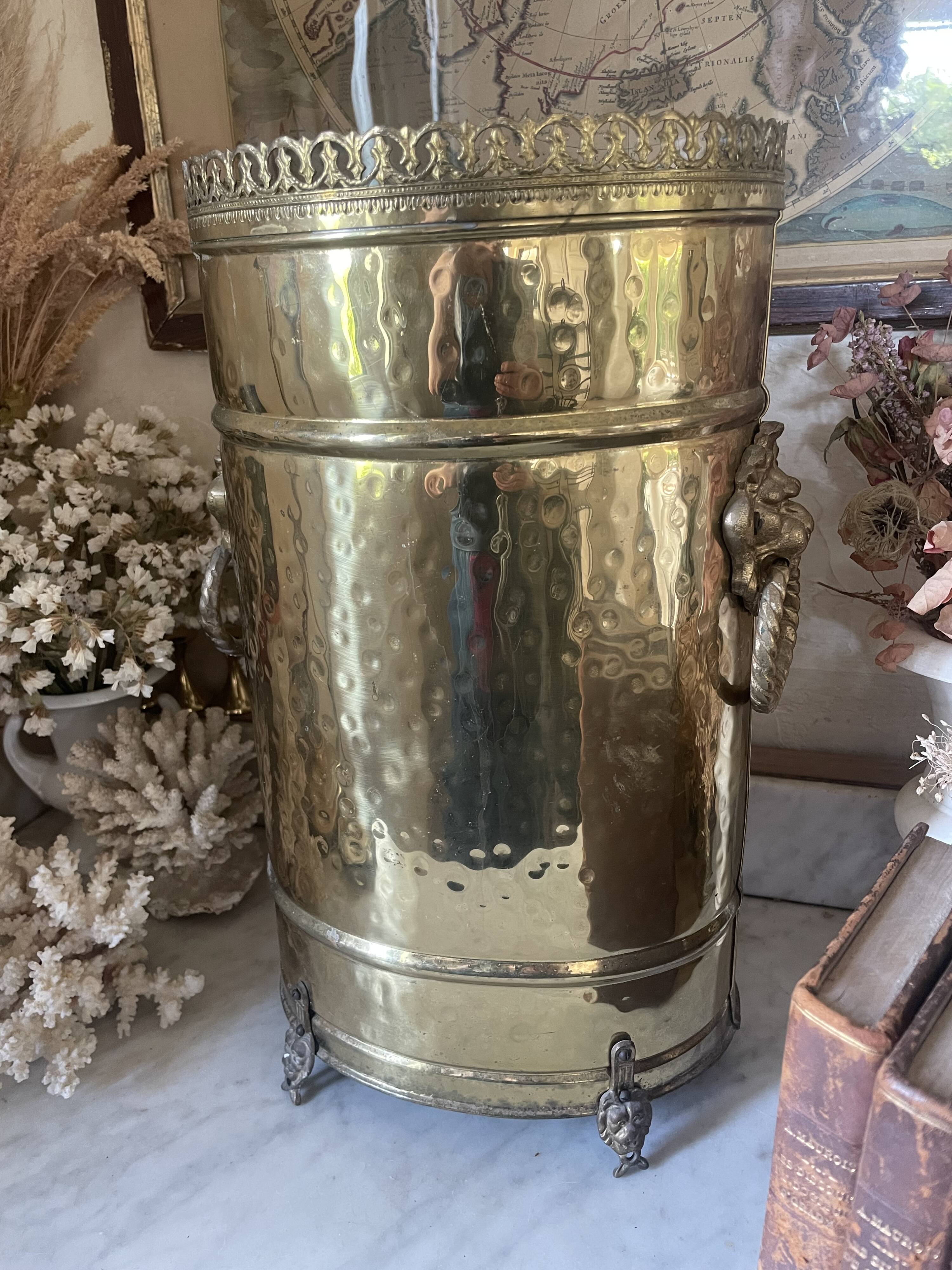 Antique brass umbrella stand