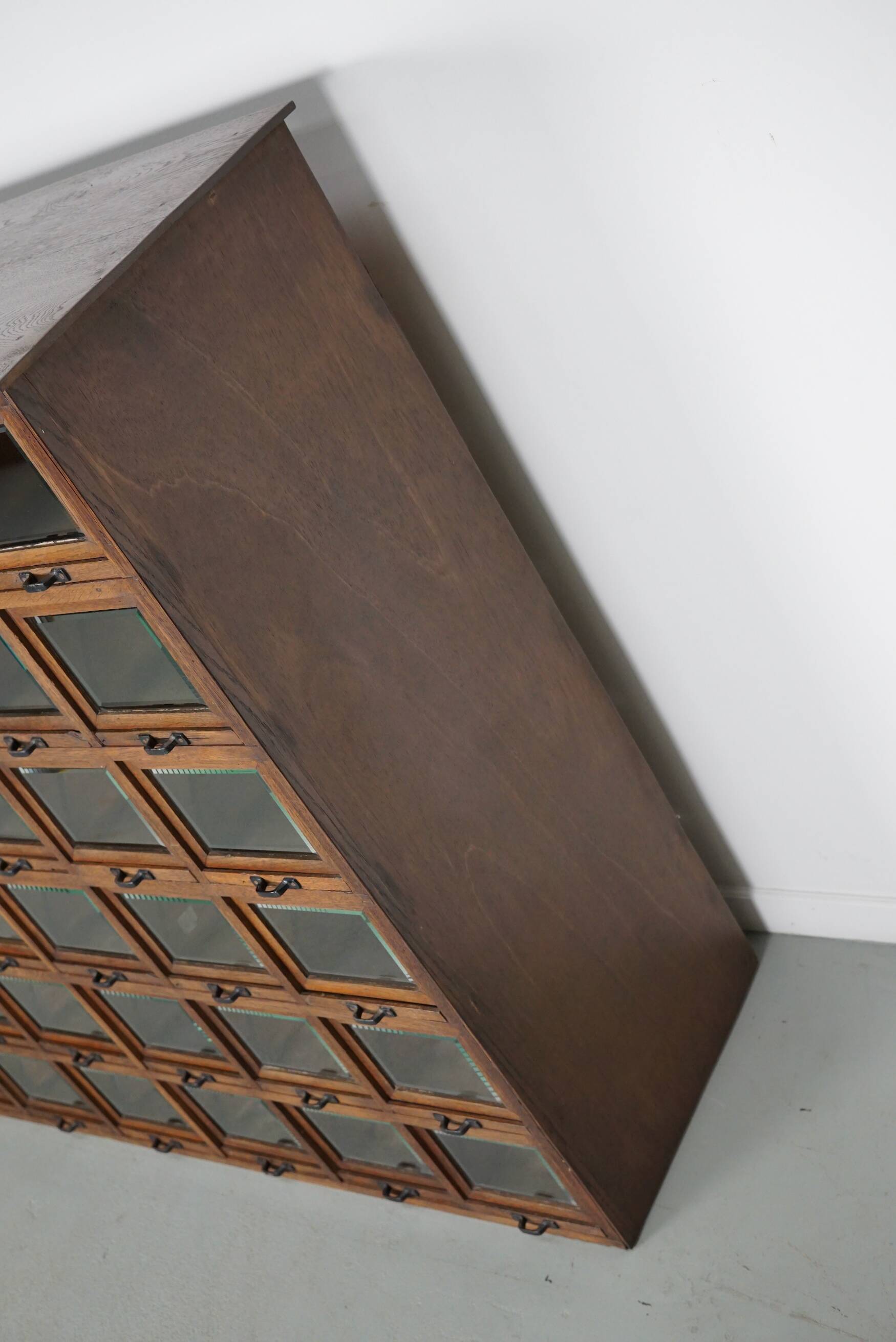 Antique German Oak Haberdashery Shop Cabinet, 1920/30s