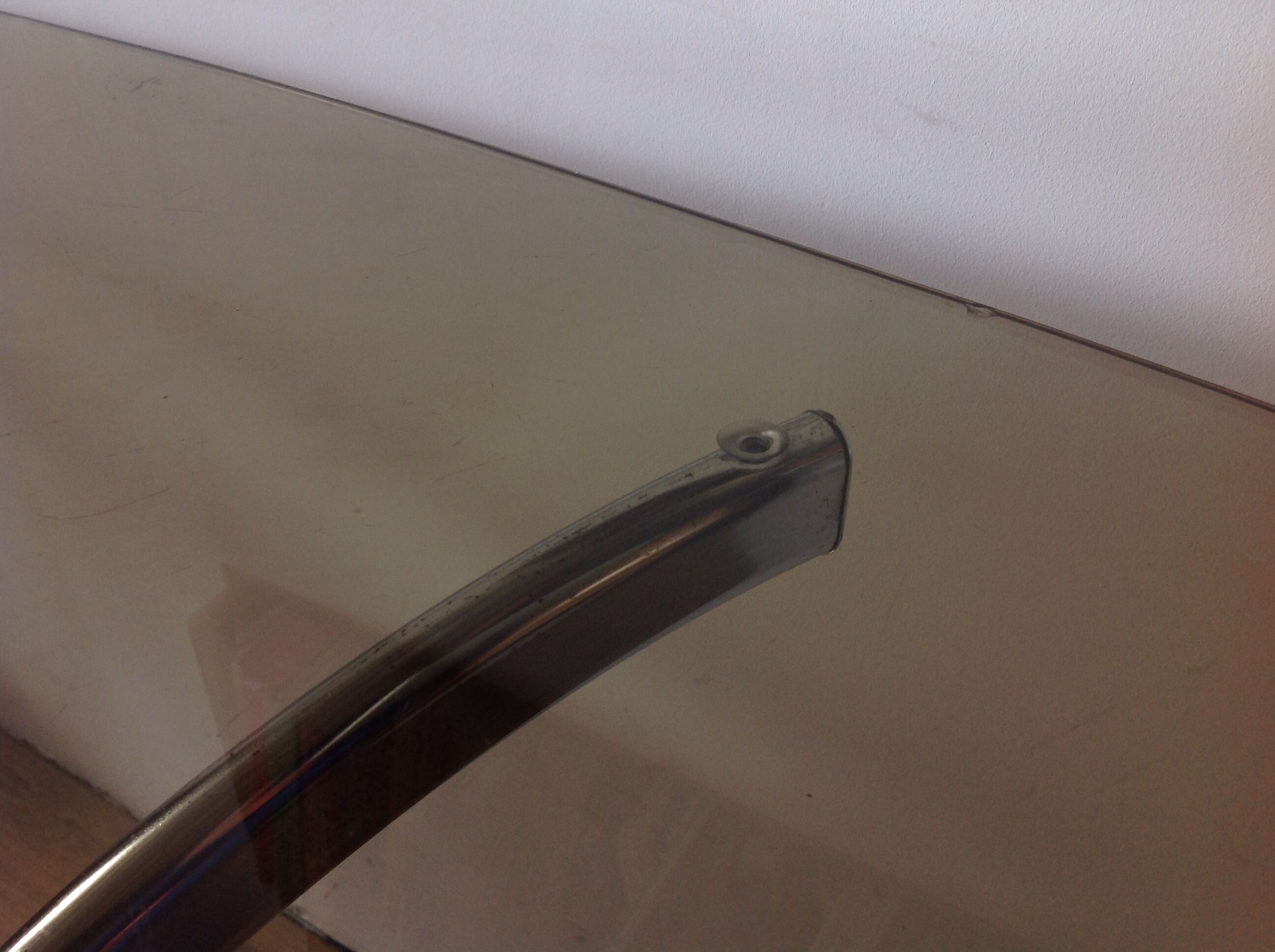 70s chrome table and glass top