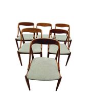 ENSEMBLE DE 6 JOHANNES ANDERSEN NO. 16 CHAISES À MANGER EN TECK ET VELOURS