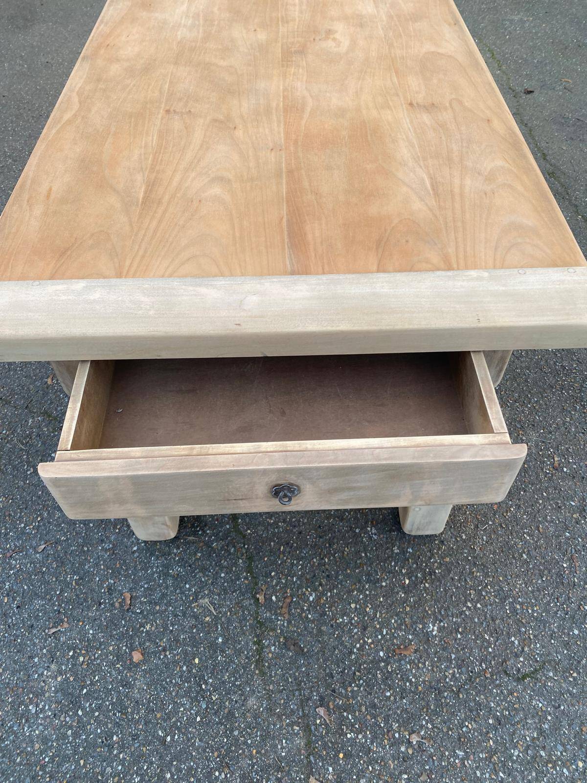 Renovated 20th-century farmhouse dining table with drawer, 200cm.