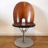 Set of 6 wooden swivel chairs