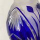 Cobalt blue double crystal vase signed G. Raspiller
