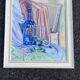 Still life with blue bottle and glass – Signed painting