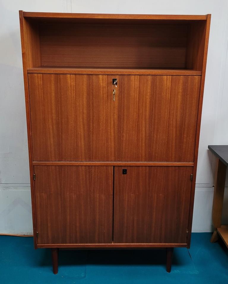 Teak-plated writing desk, 70s