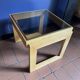 Modernist side table in wood and smoked glass