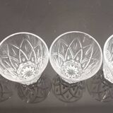 Set de 4 verres digestifs en cristal ciselé vintage Shell
