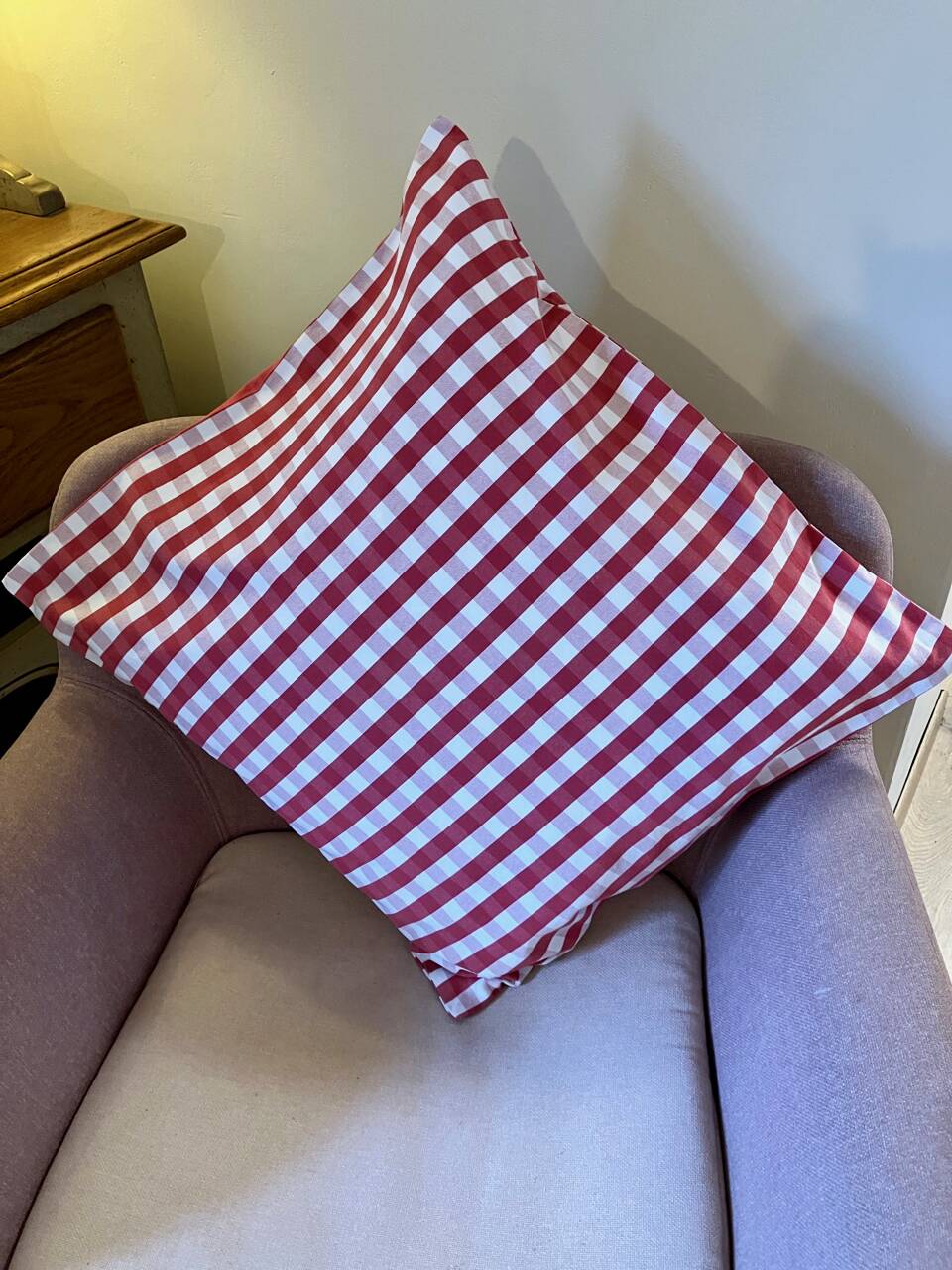 Housse de coussin tissu Vichy