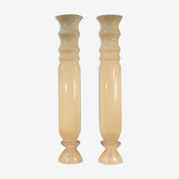 Pair of senior Murano white vases, 20th century