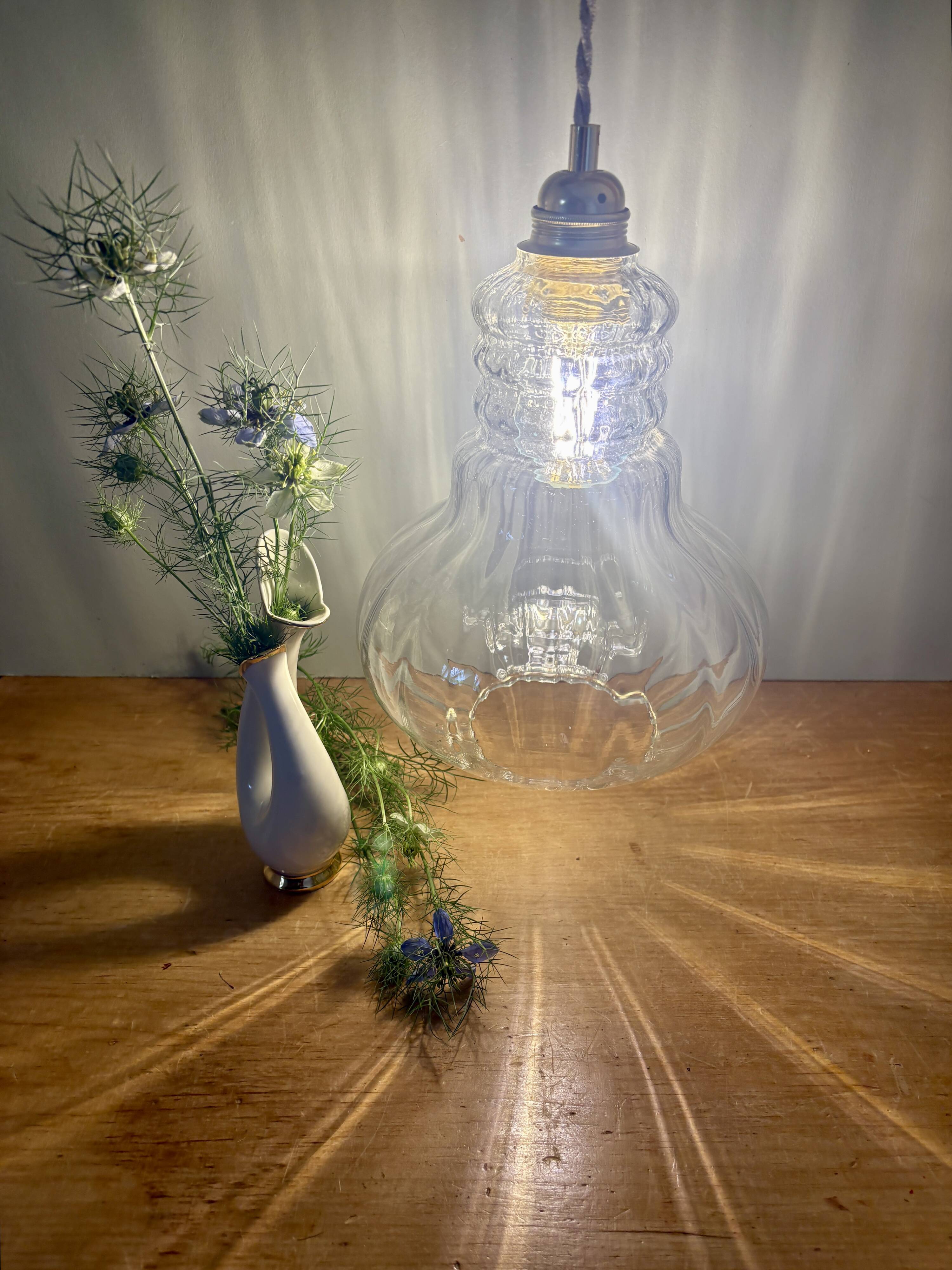 Vintage clear glass globe pendant light