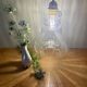 Suspension globe vintage en verre transparent