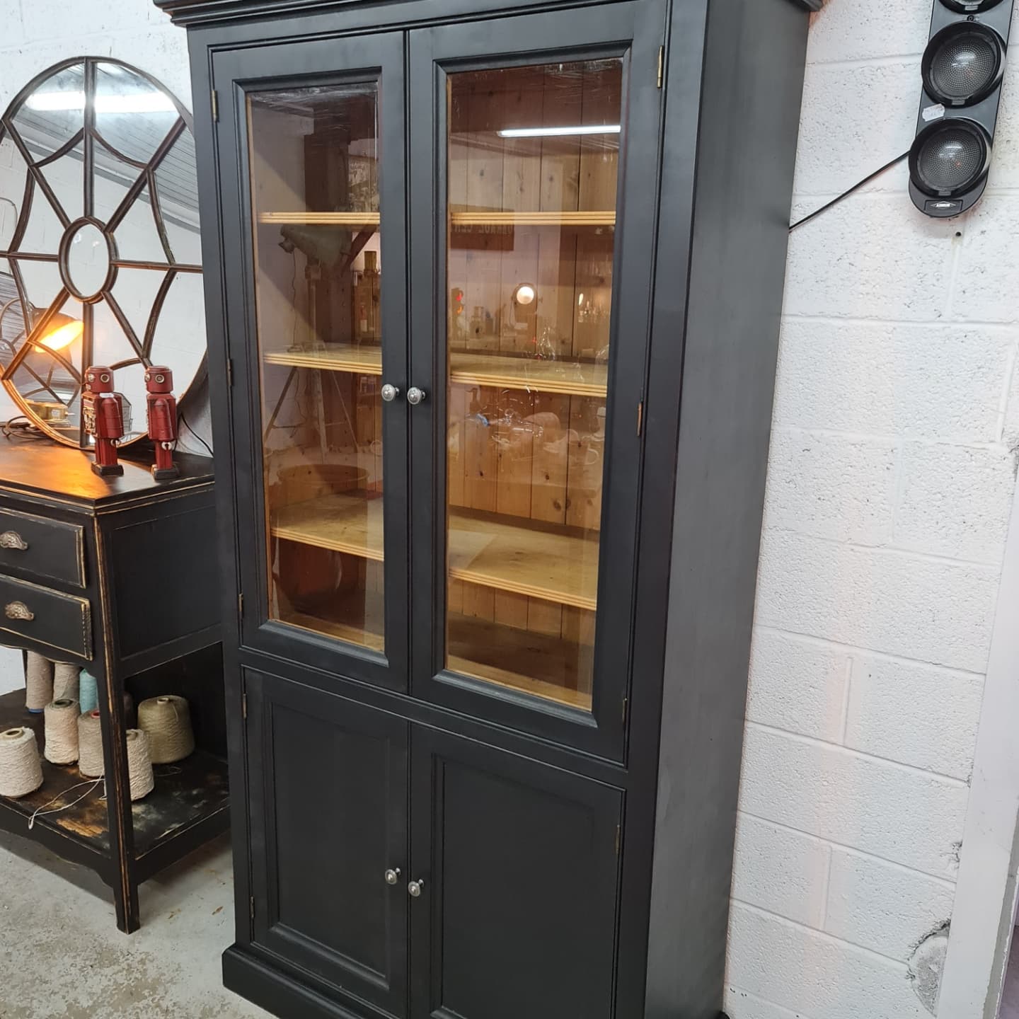 Showcase library patina black industrial furniture