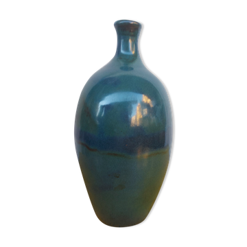 Enamelled terracotta vase, blue