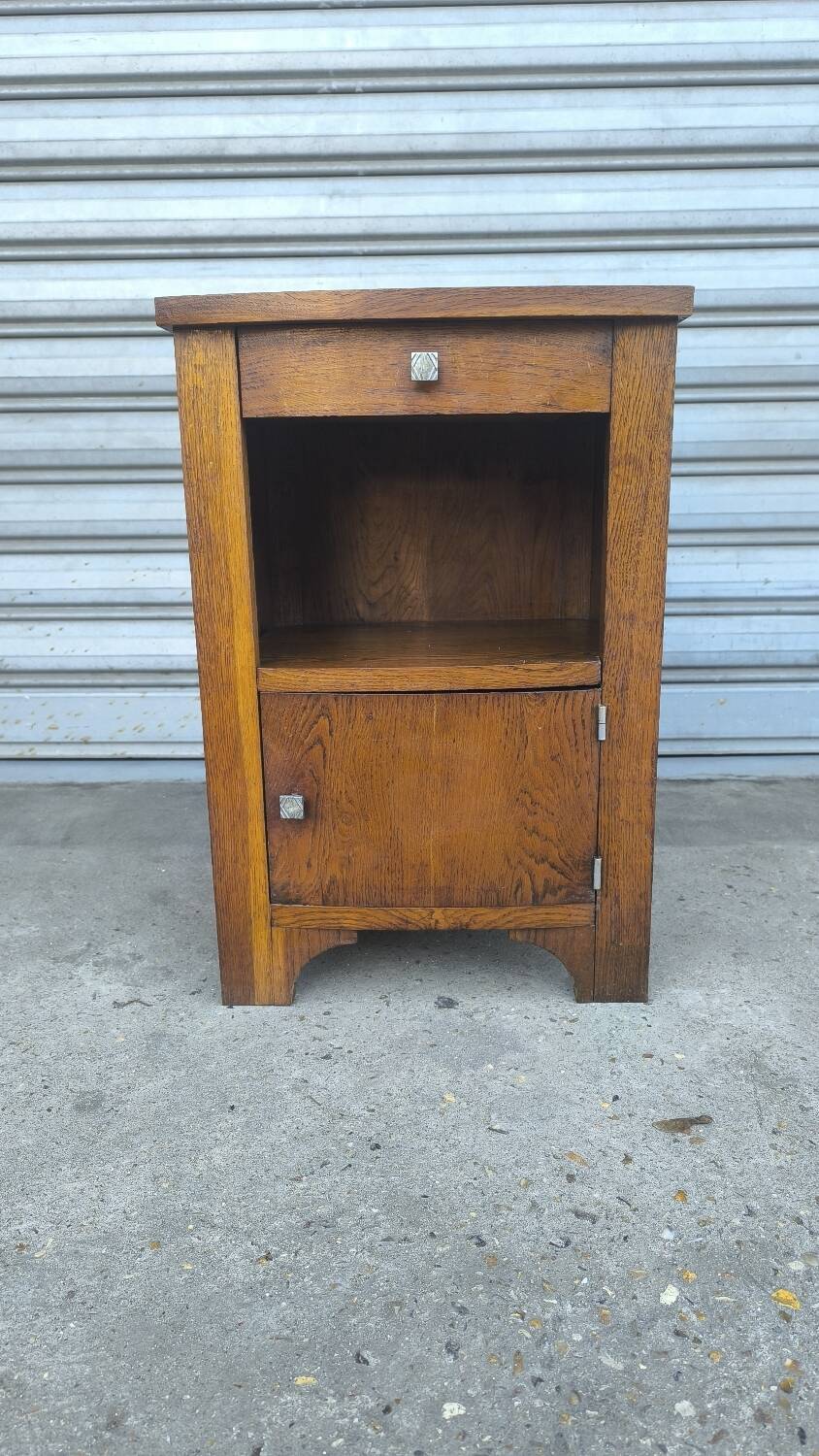 Art Deco bedside table in solid oak
