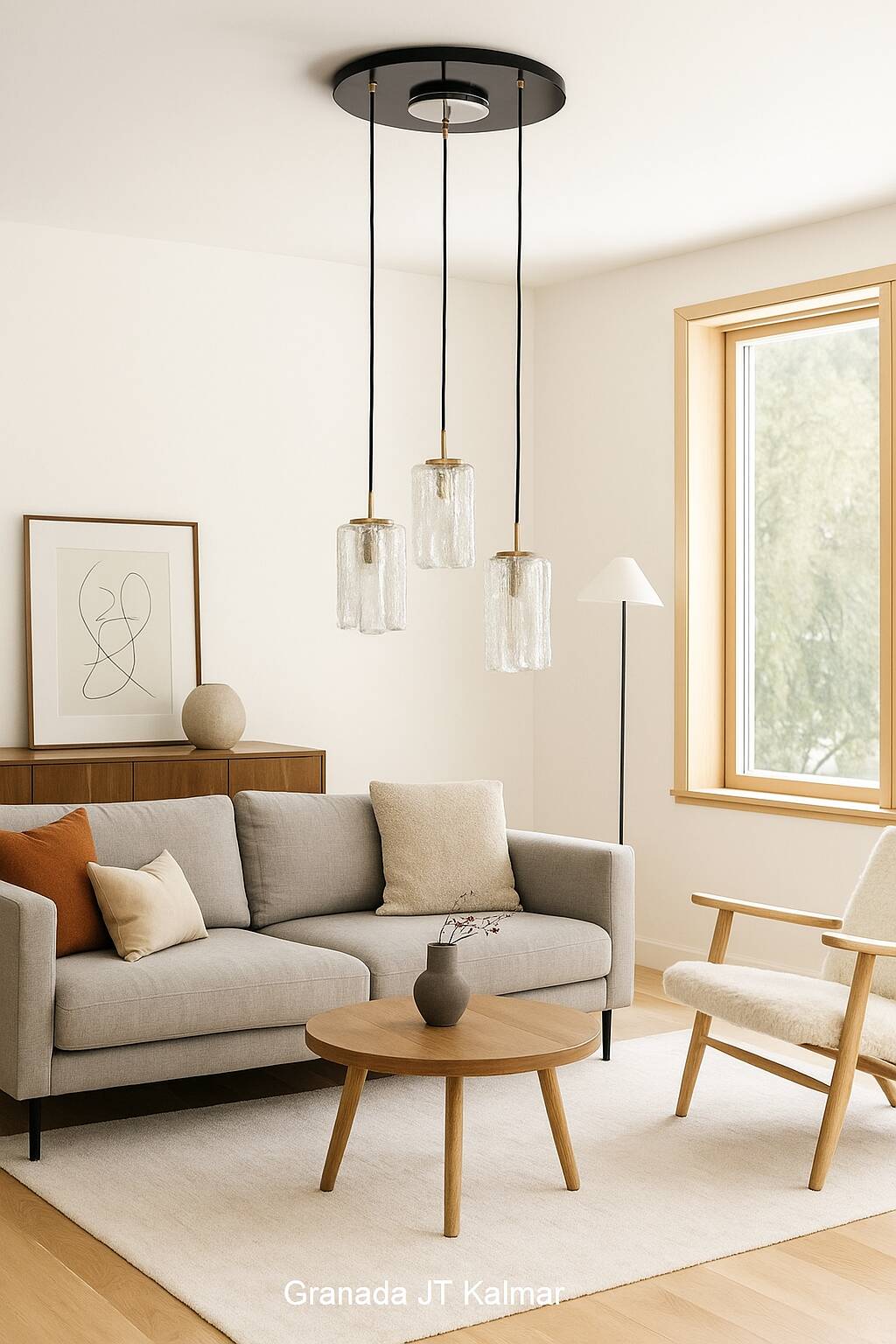 Granada ice glass waterfall pendant light by JT Kalmar 1970