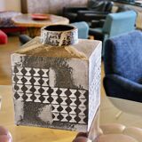 Large vintage square ceramic vase germany 1950