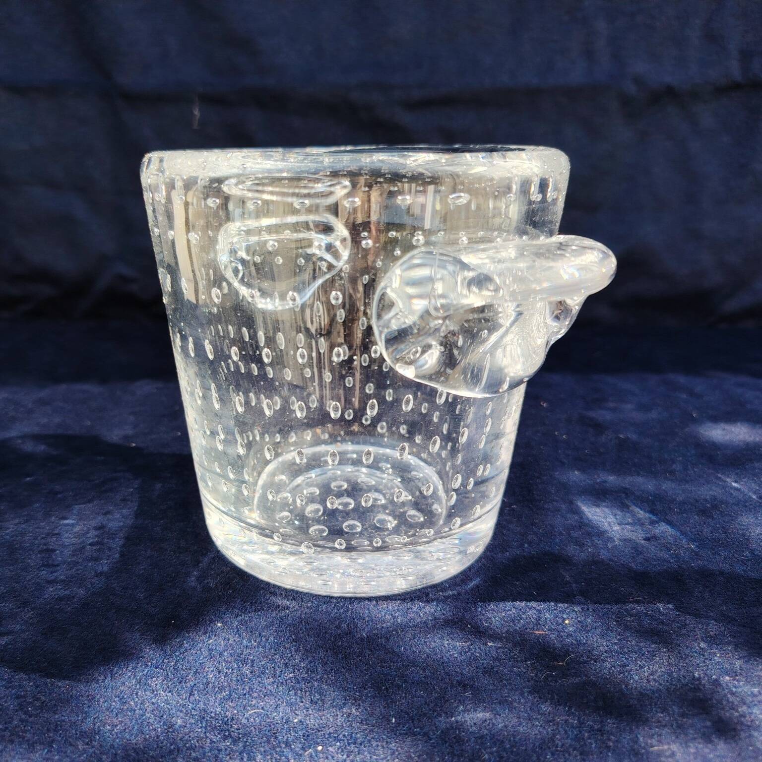 Ice bucket, thick bubbled glass, Schneider Paris