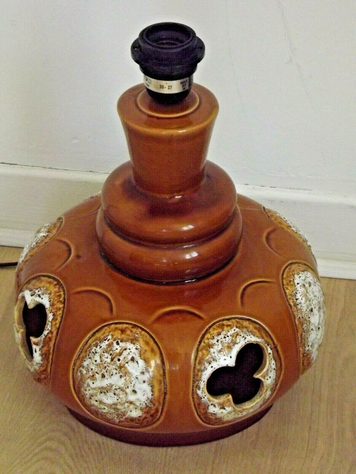 Vintage French 1960s standard lamp base in brown and cream ceramic 3462
