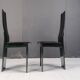 Set of 6 Italian leather and green lacquer dining chairs, 1980s