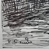 Lithographie paysage anglais du XIXème siècle "Parlement de Londres"  par Maximilien Luce