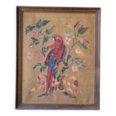Tableau / Peinture sur toile de jute / Perroquet