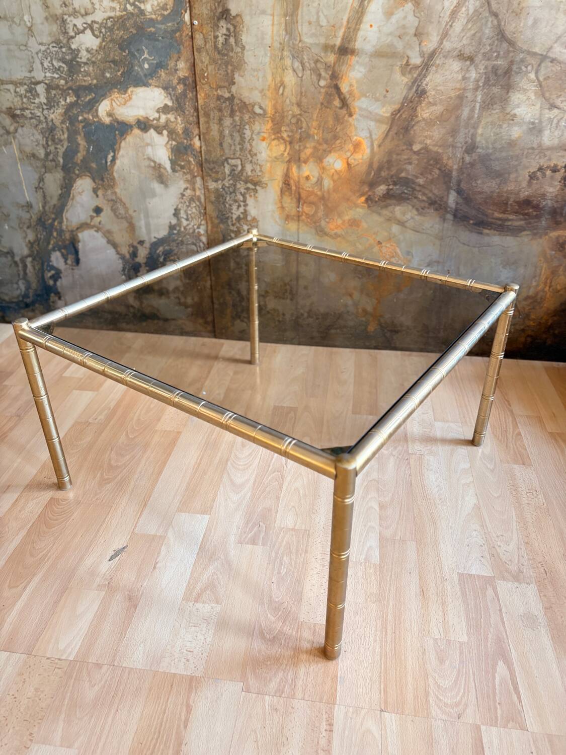 Bamboo coffee table in brass