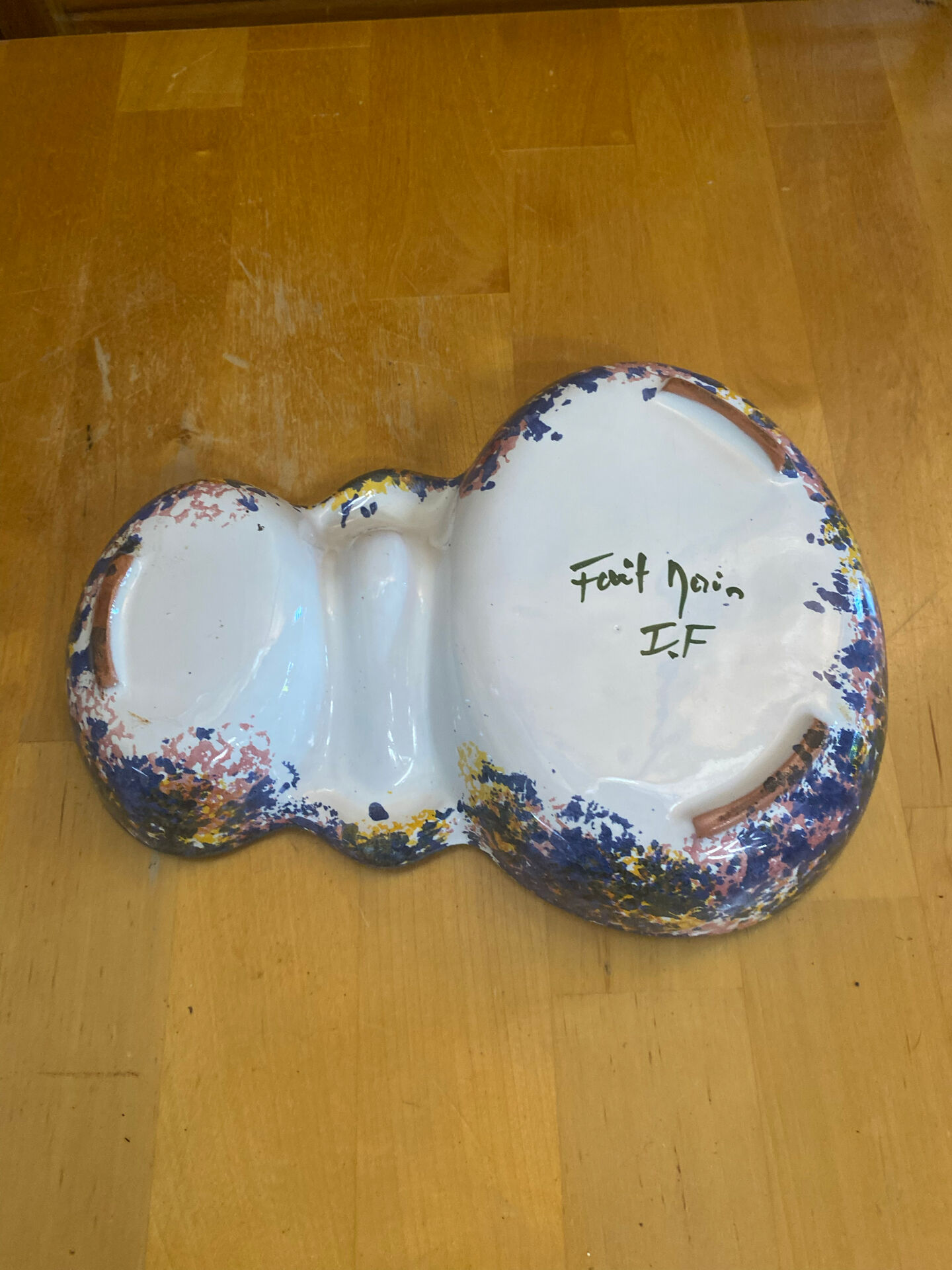 Mendiant Style Apéro Plate MORVAN Polychrome Ceramic Vintage #E131