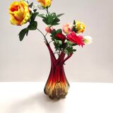 Red, Orange and Yellow Sommerso Murano Glass Vase, Italy