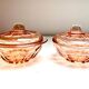 Set of two vintage pink glass boxes